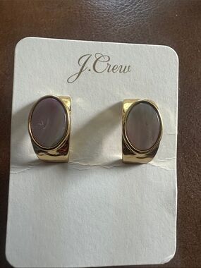 J. Crew Gold-Tone Oval Mauve Clip-On Earrings